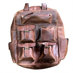 New Arrival Custom Three-Piece Vintage Handmade Genuine Leather Unisex Underwear <b>Bags</b> Candy Pattern Zipper Adjustable Strap - Product Image 5