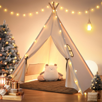 Tente de jeu intérieure pour enfants, en tissu de coton, simple couche, ouverture rapide, quatre saisons, cadre en bois, respirante