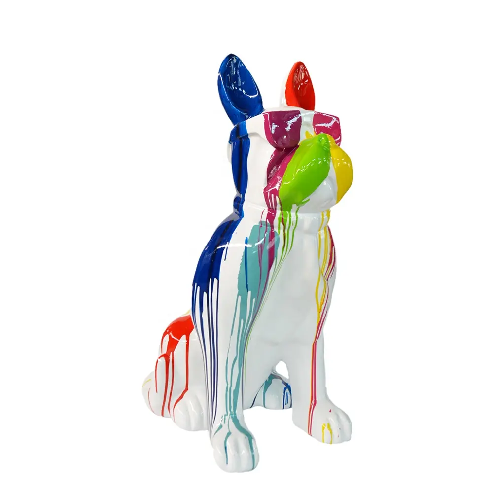 Wholesale Bespectacled Bulldog Fiberglass Sculpture Fluid artistic style rendering Abstract Sculpture Art Decor