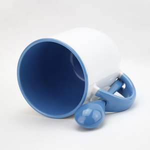 <span class=keywords><strong>Tasse</strong></span> à café en céramique personnalisée Topjlh de 11 oz, vierge pour sublimation, colorée, avec cuillère intégrée au poignée, pour usage quotidien - Product Image 5