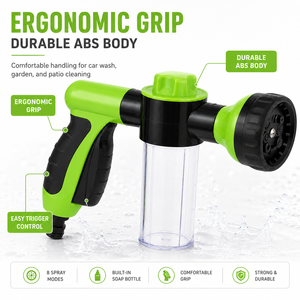 Multi Color ABS Foam <b>Water</b> Gun with High Pressure <b>Sprayer</b> and Soap Dispenser for Car Washing No Power Source - Product Image 1