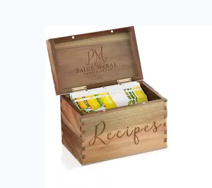JUNJI木制食谱盒，带卡片和分隔器食谱卡盒组织器套装，适合女性，新娘送礼会和妈妈