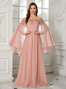 <span class=keywords><strong>Robe</strong></span> de soirée <span class=keywords><strong>longue</strong></span> élégante pour femme, à épaules dénudées, avec broderie de strass <span class=keywords><strong>et</strong></span> de paillettes, manches longues évasées <span class=keywords><strong>et</strong></span> décorations à pompons - Product Image 4