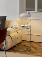 Table basse en verre trempé de style médiéval Wabi-Sabi avec cadre métallique et fonction de levage et d'abaissement pour salon, balcon, chambre à coucher