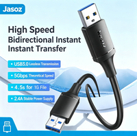 Jasoz USB 3.0 Kabel Man naar Man 5Gbps Hoge Snelheid 2.4A Stroom Drievoudige Afscherming voor Desktop PC Laptop Harde Schijf Webcam Camera