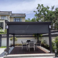Pergola complète de luxe motorisée avec télécommande, en aluminium, toit à lames orientables, imperméable, pare-soleil durable
