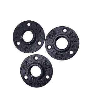 Fitting Pipa Besi Lunak 1/2 Inci BS Thread 3 Lubang Hitam, Flens Lantai Besi Cor untuk Furnitur Pipa - Product Image 3