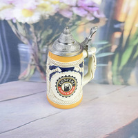 Verre à vin/bière en porcelaine traditionnelle allemande classique de 550 ml, résistant au lave-vaisselle, avec poignée, écologique, réutilisable - Promotionnel