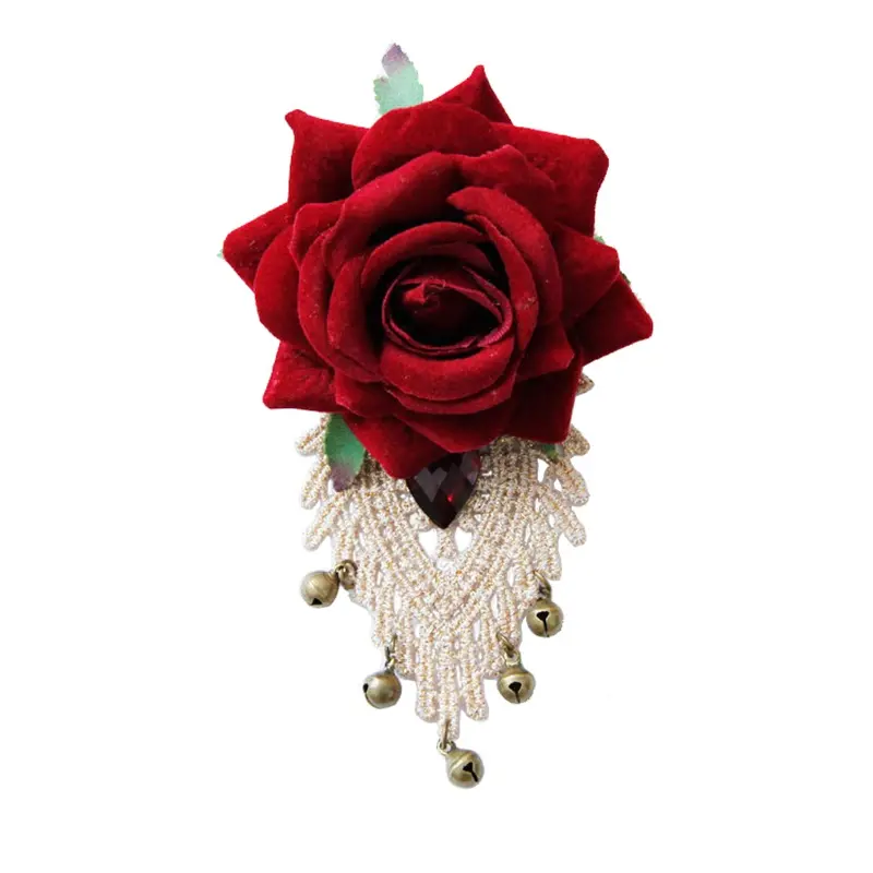 Handmade Women Party Jewelry Rose Wind-Bell Corsage Pin Brooch