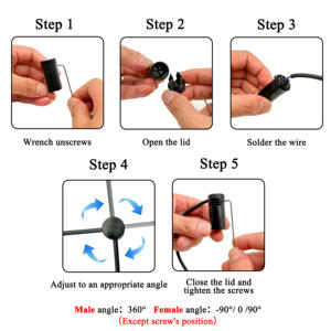 อะแดปเตอร์ XLR แบบหมุนได้ ปรับได้ แผ่นสีทอง ต่ำ 3 ขา หัวต่อแบบมุมฉาก สำหรับเครื่องผสมเสียงในสตูดิโอบันทึกเสียง - Product Image 6