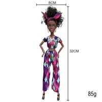 Nouvelle conception, poupées de mode noires magnifiques de 32 cm avec articulations mobiles, poupée de mode noire avec cheveux noirs africains