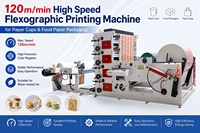 Machine d'impression flexographique semi-automatique à 3 couleurs de type empilable ZBRY-1050 pour l'impression d'étiquettes sur gobelets et sacs en papier, 120 m/min