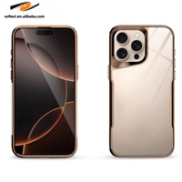 Coque de téléphone de luxe avec bordure plaquée pour iPhone 17 16 15 Pro Max, protection électrolytique de l'objectif, coque transparente