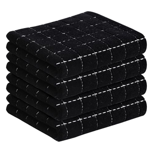Serviettes de cuisine en coton à carreaux noirs, rectangulaires, tissées, lavables en machine, lot de 6 - Product Image 1