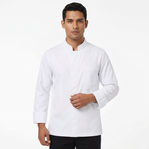ชุดเชฟแบบขายส่ง ผ้าฝ้าย 100% เสื้อแจ็คเก็ตเชฟแขนยาว ยูนิเซ็กซ์ สำหรับร้านอาหาร โรงแรม ชุดทำงานในครัว ระบายอากาศได้ดี รับผลิตแบบ OEM - Product Image 1