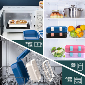 Boîte à lunch à compartiments séparés, en PP Tritan de qualité alimentaire, compatible micro-ondes, rectangulaire, hermétique - Product Image 1