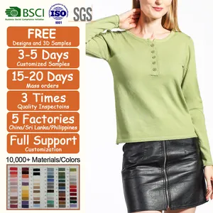 Custom Clothing Sweater Fabricantes Top Trending Products 2024 Botão de Cor Sólida Senhoras Blusas E Mulher Tops Moda