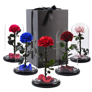 Wholesale <b>Valentine</b> Day Gifts Preserved Rose in Glass Gift <b>Box</b> Preserved Forever Roses Flowers in Glass Dome - Product Image 1