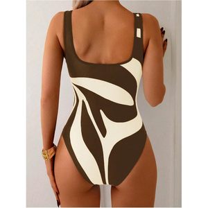 FOXA Women's One Piece Swimsuit Square Neck Sleeveless <b>Tummy</b> <b>Control</b> Swimwear Bathing Suit - Product Image 2