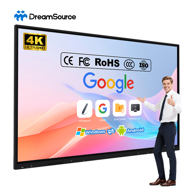 65 75 85 98Inch 4K Multi-Touch Interactive Smart Board with AI Camera and 120Hz for School Education & Business Conferences