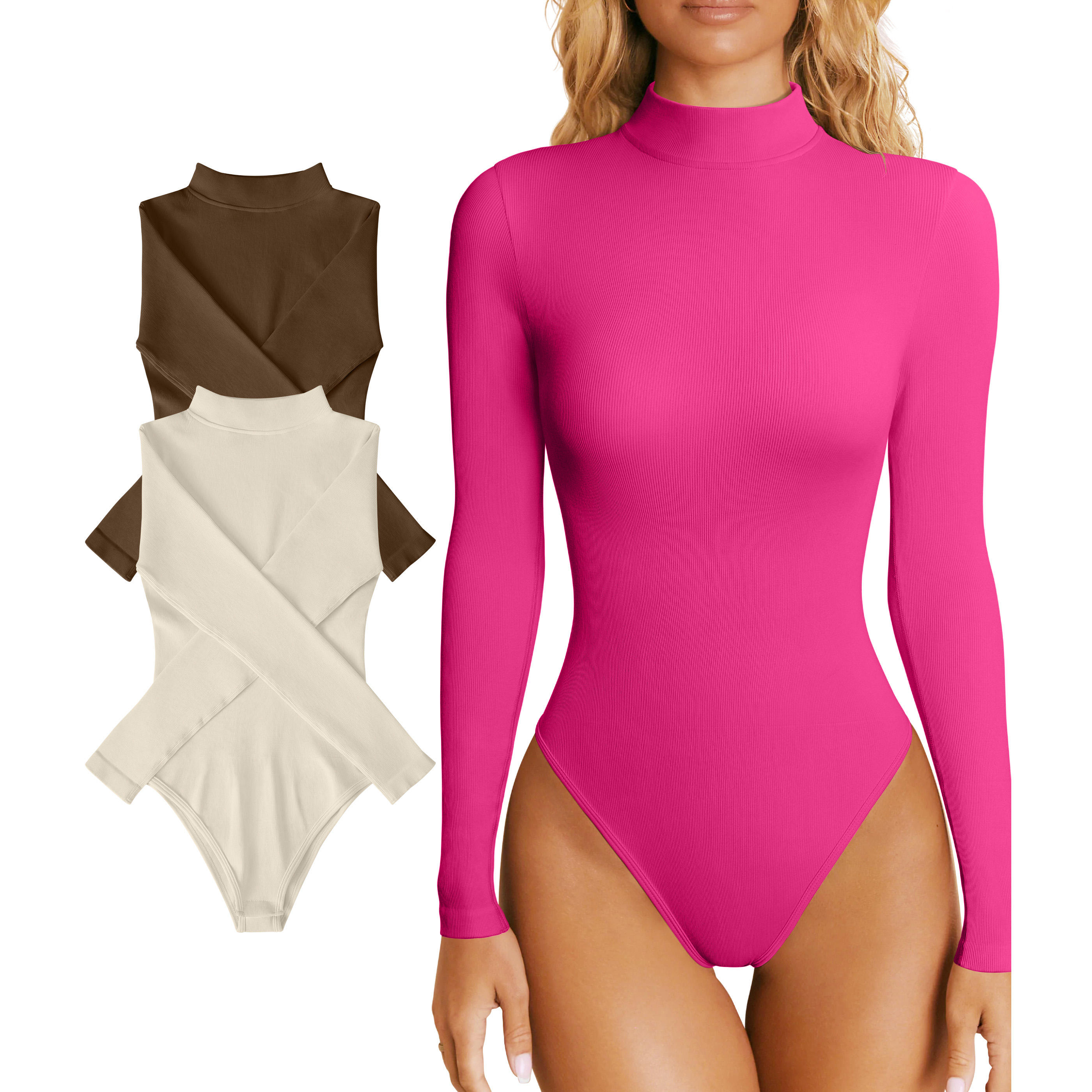 New Fitness Jumpsuits High Neck Long Sleeve Top Women's Yoga Bodysuits