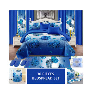 Collection de literie de luxe américaine très vendue, 30 pièces, ensembles de draps et couvre-lit en coton, couvre-lit matelassé assorti à des rideaux - Product Image 1