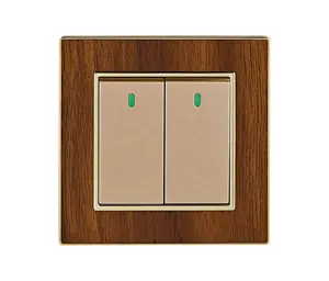 2023 Wholesale Wood Grain Color 86*86mm Electric Switches And Sockets Wall Plate 10A Gang Electric Wall Switches For Home