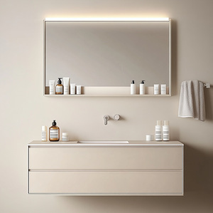 Nouvelle armoire de salle de bain murale intelligente blanche avec miroir et lavabo intégré - Product Image 5