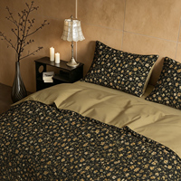 Parure de lit imprimée 4 pièces à motifs floraux miniatures 100 % coton – Housse de couette, drap et taies d'oreiller – Textile de maison