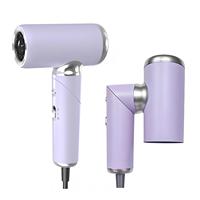 Sèche-cheveux de voyage ultra-léger violet à séchage rapide avec diffuseur et concentrateur, pliable