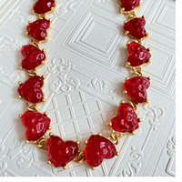 Moda Vintage Macaron Color cadena con cuentas Lava serie corazón collar de cristal para ocasiones de aniversario