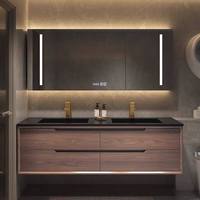 Mueble de Baño de Pared Estilo Italiano Ecológico Resistente al Agua con Lavabo de Cerámica, Espejo Inteligente, Ideal para Hoteles y Apartamentos