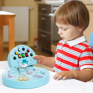 Children Learning Wooden Space Planet LED Busy Board Toy Early Educational Remote LED Light Game Montessori Maze Toys For Kids