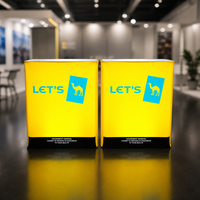 Tables promotionnelles portables pliables avec cadre en aluminium et comptoirs lumineux à LED pour événements publicitaires, salons professionnels et expositions