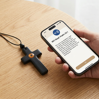Collier intelligent NFC en pierres précieuses, croix en jade pour la lecture de versets bibliques et le partage de cartes de visite numériques