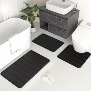 Ensemble de tapis de salle de bain Cangming 3 pièces en polaire corail antidérapant absorbant style moderne et simple pour toilettes et bain - Product Image 2