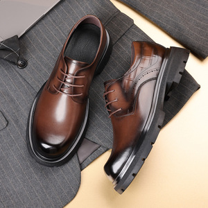 New men's leather shoes for business formal wear, British style wedding shoes, thick-soled, <b>full</b>-leather men's shoes - Product Image 2
