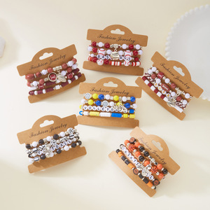 Braccialetti Sportivi con Perline Daisy per <span class=keywords><strong>Calcio</strong></span>, Baseball, Football, Pallavolo, Basket, Gioielli Impilabili per Tifosi, Regali per Feste Sportive - Product Image 1