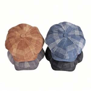 Béret octogonal style britannique printemps-automne, casquette de newsboy en velours côtelé à 8 panneaux pour homme et femme, style littéraire et mode - Product Image 1