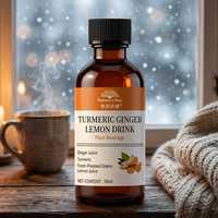 Boisson liquide orale au curcuma, gingembre et citron, boisson végétale en bouteille de 50 ml pour usage quotidien adulte