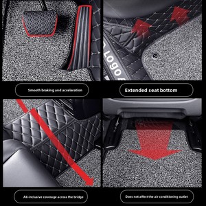 Tapis de sol de <span class=keywords><strong>voiture</strong></span> de luxe en cuir écologique double couche, entièrement enveloppants, matelassés losanges, avec protection de seuil de porte, garantie 2 ans - Product Image 2