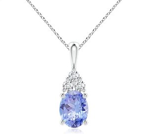 Angara Natural Tanzanite Solitaire Anhänger Halskette für Frauen Mädchen aus 14 Karat massivem Gold Platin - Product Image 3