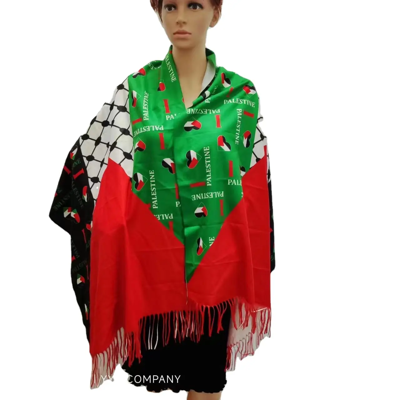 Hochwertige nachgeahmte Wolle 180*70cm Sublimation Einzel druck Palästina Hijabs Ich liebe Palästina Country Flag Schal