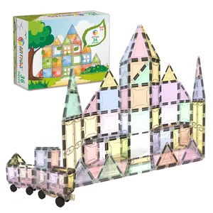塑料abs粉彩100 pcs 3d磁砖磁铁建筑瓷砖儿童磁铁玩具磁块玩具