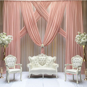 Rideaux en soie glacée blanche, <span class=keywords><strong>toile</strong></span> <span class=keywords><strong>de</strong></span> <span class=keywords><strong>fond</strong></span> <span class=keywords><strong>de</strong></span> <span class=keywords><strong>mariage</strong></span>, décoration <span class=keywords><strong>de</strong></span> <span class=keywords><strong>fond</strong></span> <span class=keywords><strong>de</strong></span> 3M * 6M, 2 pièces - Product Image 2