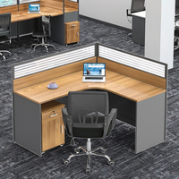 Chaise de bureau moderne en forme de L combinaison simple écran pour quatre personnes table de séparation de poste de travail pour une utilisation simple au bureau