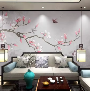 Personalizado HD clásico <span class=keywords><strong>pintado</strong></span> a mano Magnolia flor pájaro volador sala de estar dormitorio Fondo impreso <span class=keywords><strong>papel</strong></span> tapiz - Product Image 1