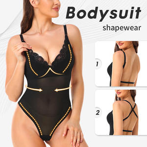 Body moldeador sin espalda de encaje Sexy de talla grande, Tanga de una pieza, sujetador con escote en V profundo, <span class=keywords><strong>faja</strong></span> <span class=keywords><strong>para</strong></span> mujer, <span class=keywords><strong>vestido</strong></span> de noche, moldeador de cuerpo - Product Image 3