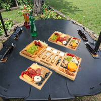 Nouveau plateau à fromage en bambou avec 3 planches et un ensemble de couteaux, plateau à fromage extensible