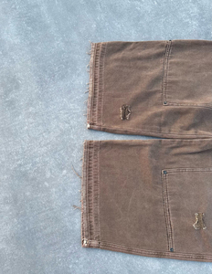 Pantalones vaqueros <span class=keywords><strong>de</strong></span> mezclilla personalizados para hombre, estilo vintage Y2K, color marrón, lavado ácido, con doble <span class=keywords><strong>rodilla</strong></span>, <span class=keywords><strong>de</strong></span> trabajo, <span class=keywords><strong>de</strong></span> pierna ancha, desgastados, <span class=keywords><strong>de</strong></span> lona, estilo streetwear - Product Image 5